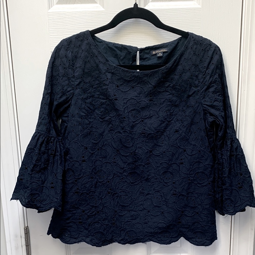 Brooks Brothers Navy Eyelet Blouse